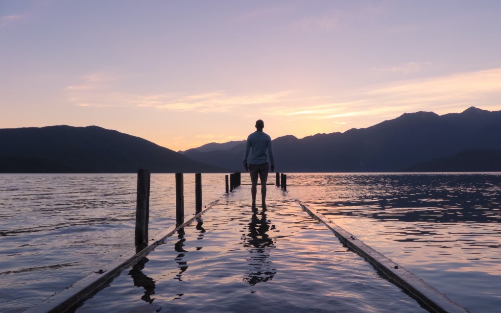 Man walking on the dock