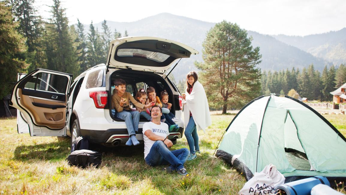 People camping in car