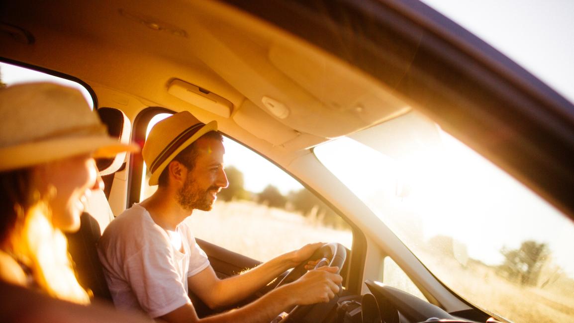 Man driving in car