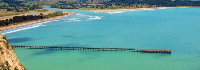 East Cape bridge into water